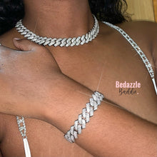 Load image into Gallery viewer, 13mm Prong White Gold Plated Cuban Link Bracelet - Bedazzle Baddie
