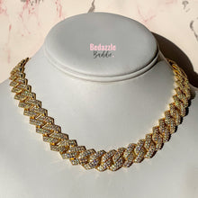 Load image into Gallery viewer, 13mm Prong White Gold Plated Cuban Link Necklace - Bedazzle Baddie
