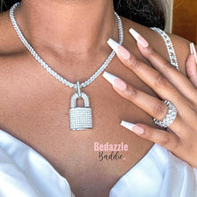 Load image into Gallery viewer, Crystal Lock Tennis Necklace - Bedazzle Baddie
