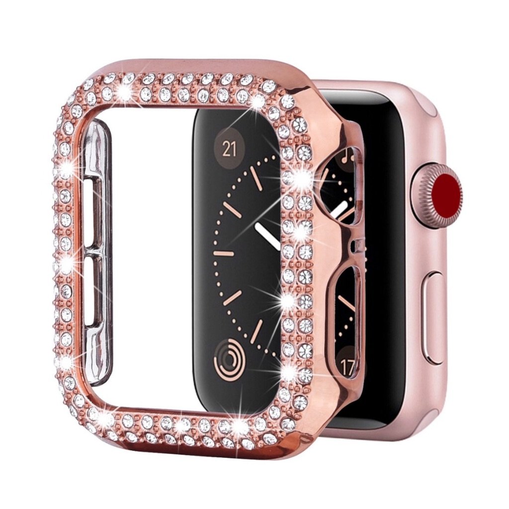 Double Row Diamond Apple Watch Case - Rose Gold - Bedazzle Baddie