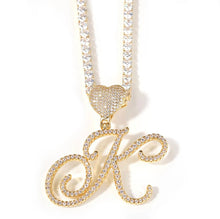 Load image into Gallery viewer, Heart Cursive Initial Pendant Necklace - Bedazzle Baddie

